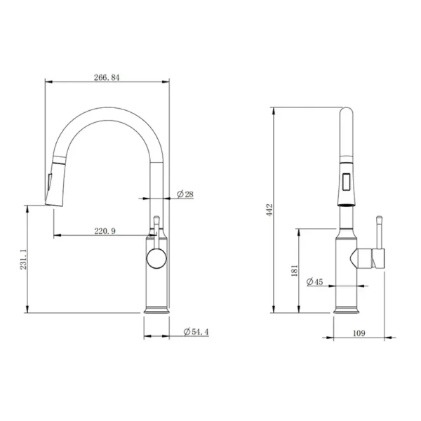 Single Handle Pull down Kitchen Faucet